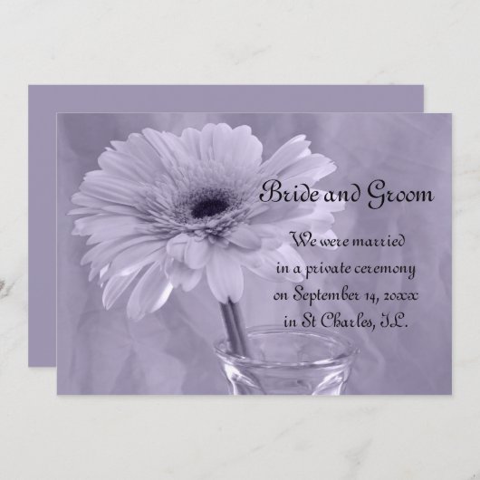 Faire-part Mariage de marguerite teintée pourpre/Faire-part d (Devant / Derrière)