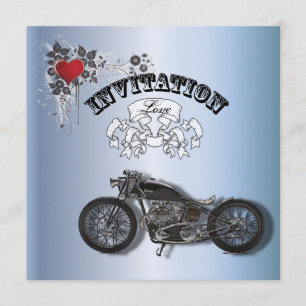 Faire-part Mariage de motard grunge rustique