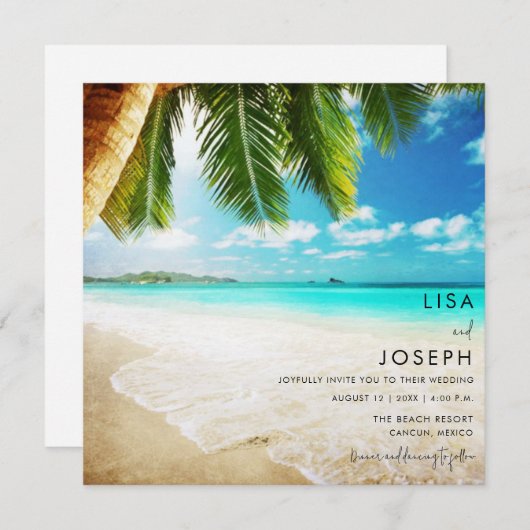 Faire-part Mariage de plage de destination (Devant / Derrière)