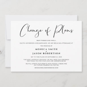 Faire-part Mariage de réduction Changement de plan élégant