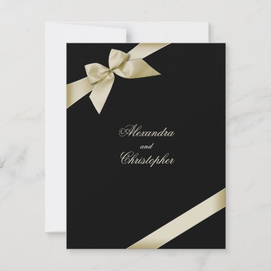 Faire-part Mariage de ruban crème (Devant)