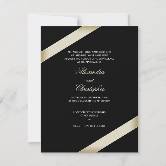 Faire-part Mariage de ruban crème (Dos)