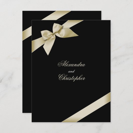 Faire-part Mariage de ruban crème (Devant / Derrière)