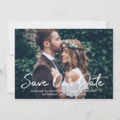Faire-part Mariage de script brossé blanc moderne photo (Devant)