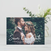 Faire-part Mariage de script brossé blanc moderne photo (Debout devant)