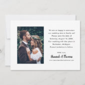 Faire-part Mariage de script brossé blanc moderne photo (Dos)