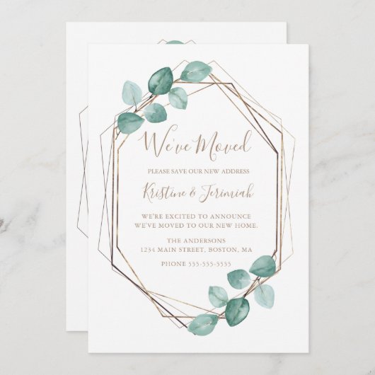 Faire-part Mariage de script de café Eucalyptus moderne (Devant / Derrière)