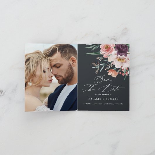 Faire-part mariage de script élégant de feuillage aquarelle m (Intérieur)