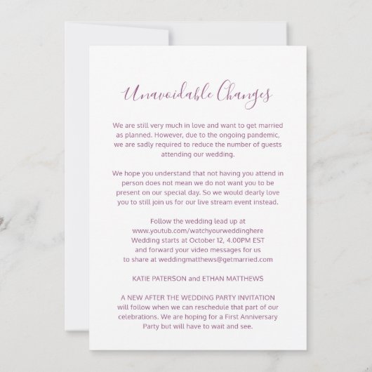 Faire-part Mariage de streaming multiberry love adaptable cha (Dos)