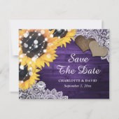 Faire-part Mariage de Sunflower violet Eucalyptus Coeurs (Devant)