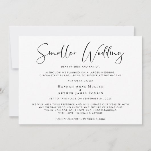 Faire-part Mariage de taille réduite Élégant (Devant)