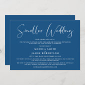 Faire-part Mariage de taille réduite Élégant Bleu classique (Devant / Derrière)