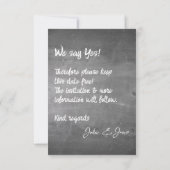Faire-part Mariage de typographie de tableau noir (Dos)