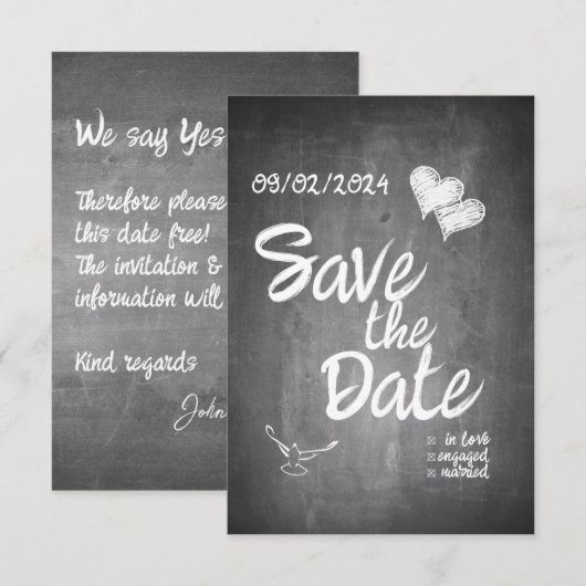 Faire-part Mariage de typographie de tableau noir (Devant / Derrière)