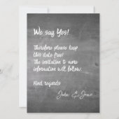 Faire-part Mariage de typographie de tableau noir (Dos)