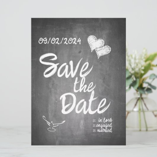 Faire-part Mariage de typographie de tableau noir (Debout devant)