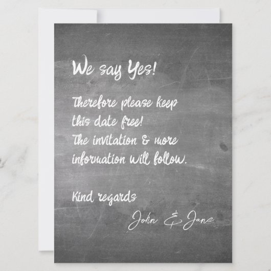 Faire-part Mariage de typographie de tableau noir (Dos)