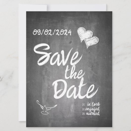 Faire-part Mariage de typographie de tableau noir (Devant)