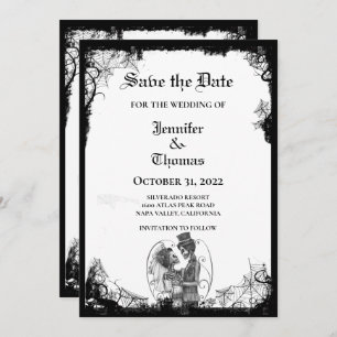 Faire-part Mariage d'halloween gothique enregistrer la date i