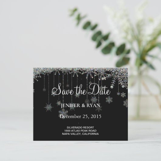 Faire-part Mariage d'hiver enregistrer l'invitation de date (Debout devant)