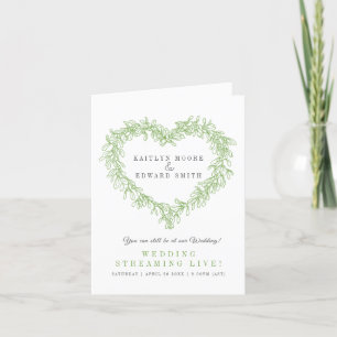 Faire-part Mariage d'hiver gui vert blanc en direct streaming