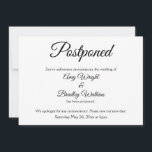 Faire-part Mariage différé simple et élégant<br><div class="desc">Voici une carte simple et élégante pour avertir vos invités s'il est nécessaire de changer votre date de mariage. Utilisez les champs modèles pour ajouter vos détails personnels et faire de ce design unique et moderne votre propre. L'arrière - plan blanc peut être changé à n'importe quelle couleur que vous...</div>