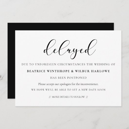 Faire-part mariage différé simple et élégant (Devant / Derrière)