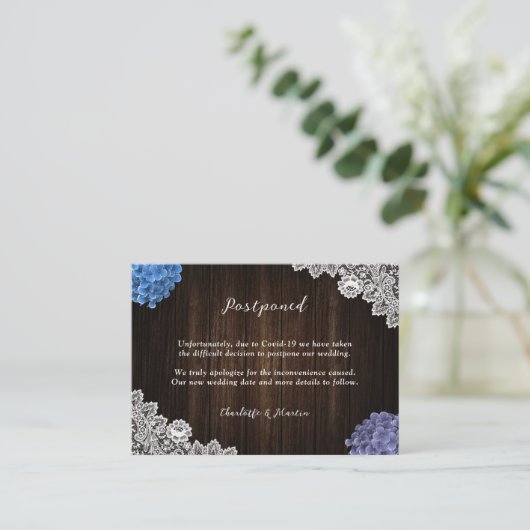 Faire-part Mariage différé violet et bleu (Debout devant)