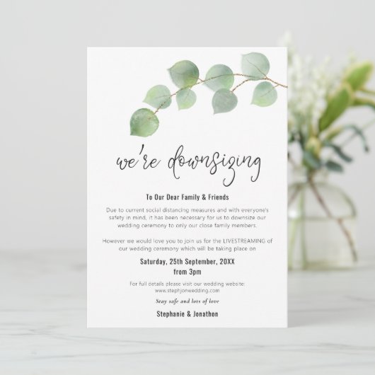 Faire-part Mariage - Diminution du script moderne Eucalyptus (Debout devant)