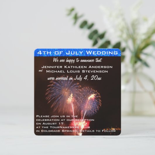 Faire-part Mariage du 4 juillet (Debout devant)