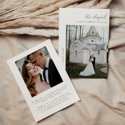 Faire-part Mariage Élégant avec Script pour 2 Photos de Fuite