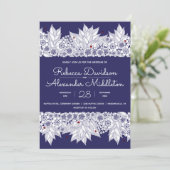 Faire-part Mariage élégant bleu blanc (Debout devant)