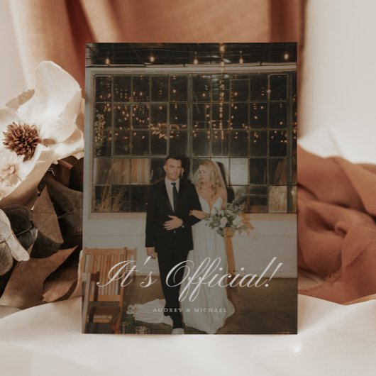 Faire-part Mariage Élégant 'C'est Officiel' Échange de Vœux