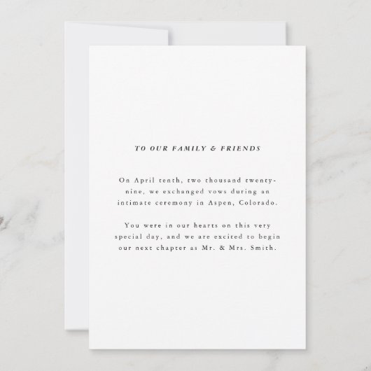 Faire-part Mariage Élégant 'C'est Officiel' Échange de Vœux (Dos)