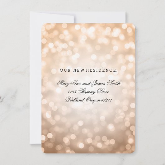 Faire-part Mariage élégant / Éclairage Bokeh en cuivre de l'E (Dos)