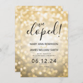 Faire-part Mariage élégant / Elopement Gold Bokeh lumières (Devant / Derrière)