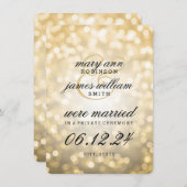 Faire-part Mariage élégant / Elopement Gold Bokeh lumières (Devant / Derrière)