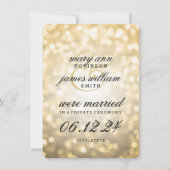 Faire-part Mariage élégant / Elopement Gold Bokeh lumières (Devant)