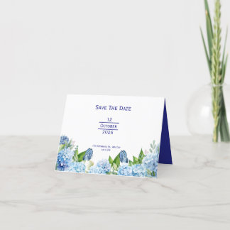 Faire-part Mariage Élégant Fleurs Bleues