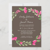 Faire-part Mariage élégant marron poussiéreux avec verdure fl (Devant)