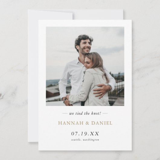 Faire-part Mariage Elopement photo personnalisé simple et mod (Devant)