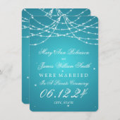 Faire-part Mariage / Elopement Sparkling String Turquoise (Devant / Derrière)