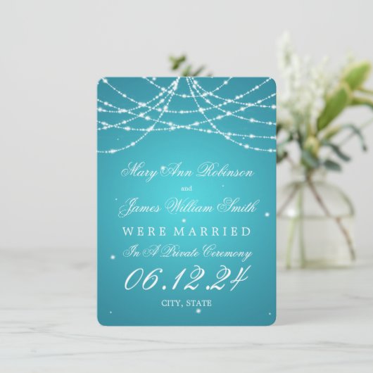 Faire-part Mariage / Elopement Sparkling String Turquoise (Debout devant)