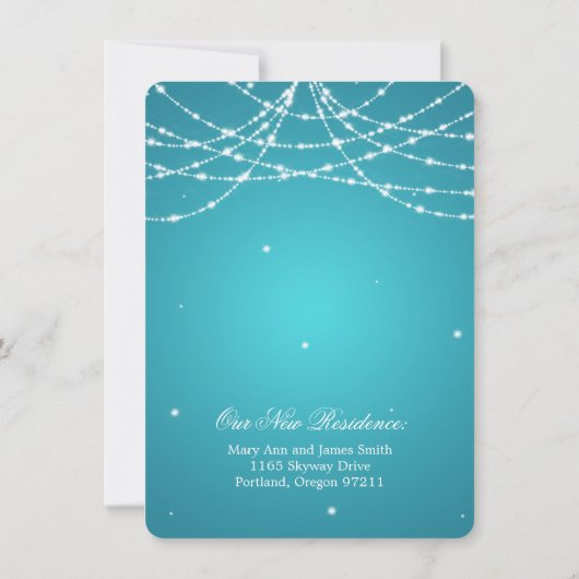 Faire-part Mariage / Elopement Sparkling String Turquoise (Dos)