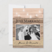 Faire-part Mariage en bois rustique et lanternes (Devant)