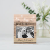 Faire-part Mariage en bois rustique et lanternes (Debout devant)