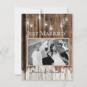 Faire-part Mariage en bois rustique et lanternes (Devant)