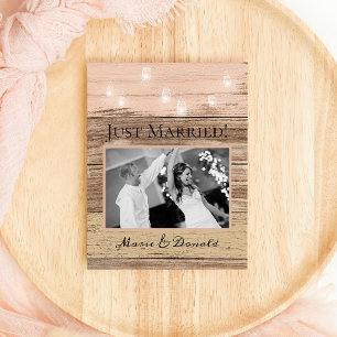 Faire-part Mariage en bois rustique et lanternes