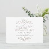 Faire-part Mariage en direct avec feuille blanche marron mono (Debout devant)
