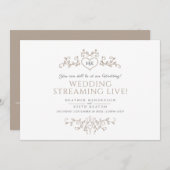 Faire-part Mariage en direct avec feuille blanche marron mono (Devant / Derrière)